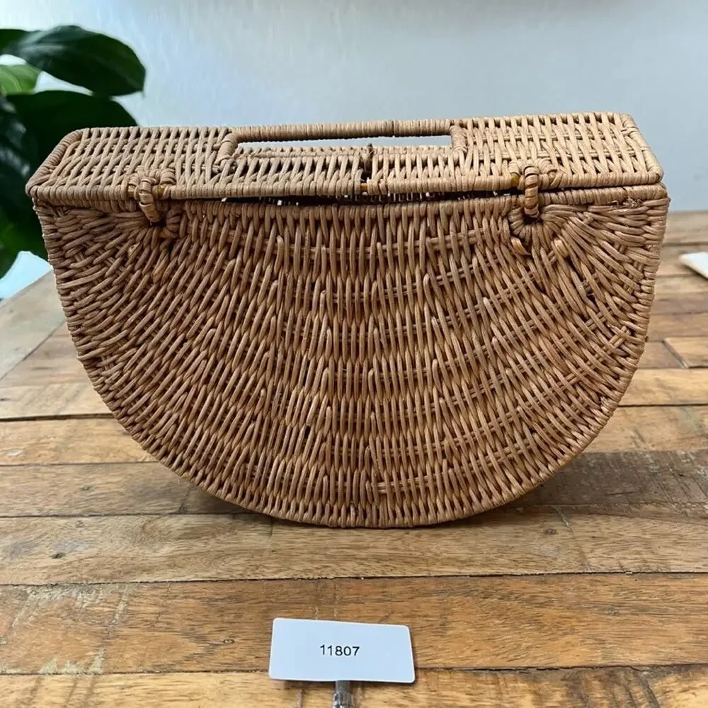 Half Moon Rattan Wicker Bag 9